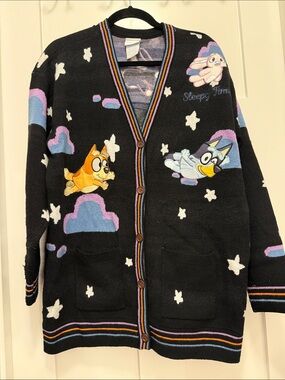 Bluey Black Button-Up Cardigan Jacket - 'Sleepy Time'